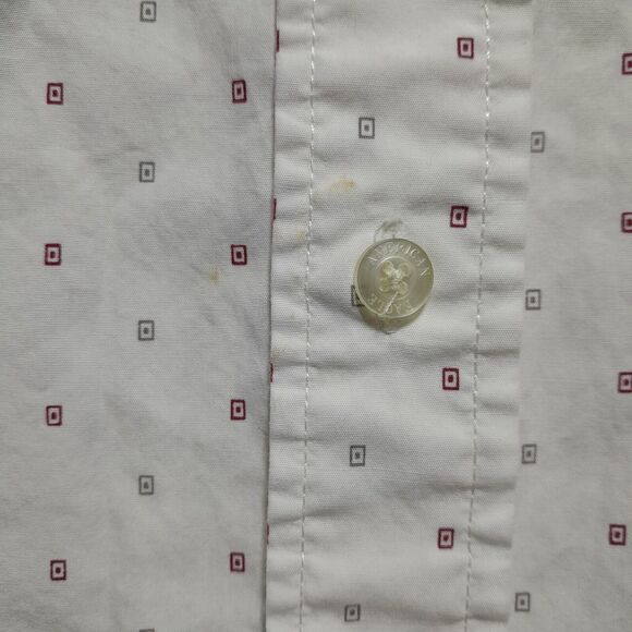 American Eagle VTG Slimfit White - small squares Short Sleeve Shirt - Men's XXL - Picture 2 of 5